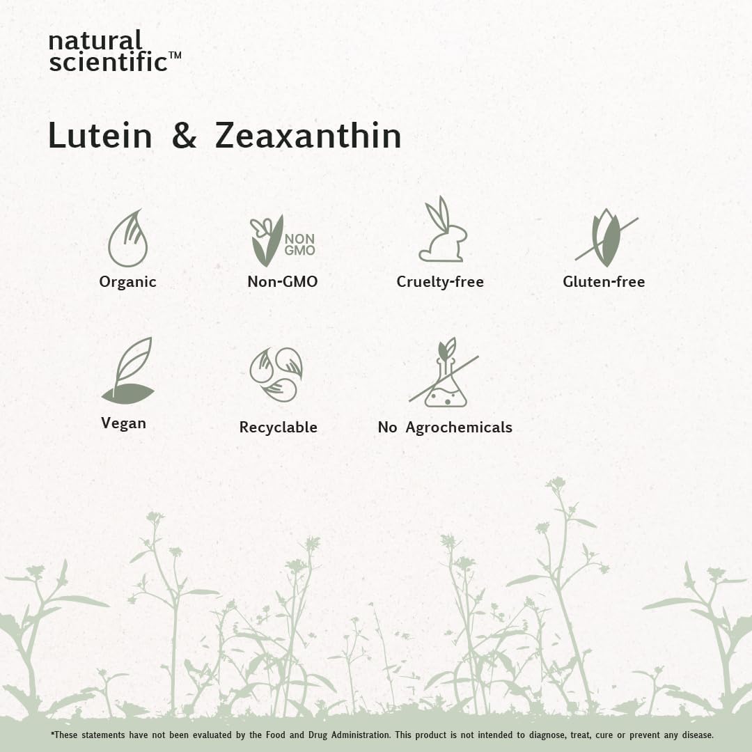 Organic Vegan Lutein and Zeaxanthin Eye Vitamins - Gluten-Free Supplements for Adults and Seniors - Premium 30-Day Supply
