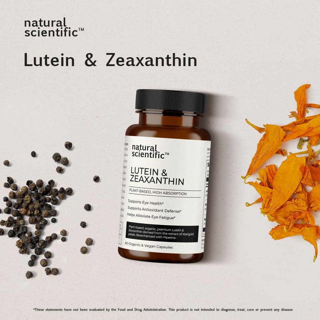 Organic Vegan Lutein and Zeaxanthin Eye Vitamins - Gluten-Free Supplements for Adults and Seniors - Premium 30-Day Supply
