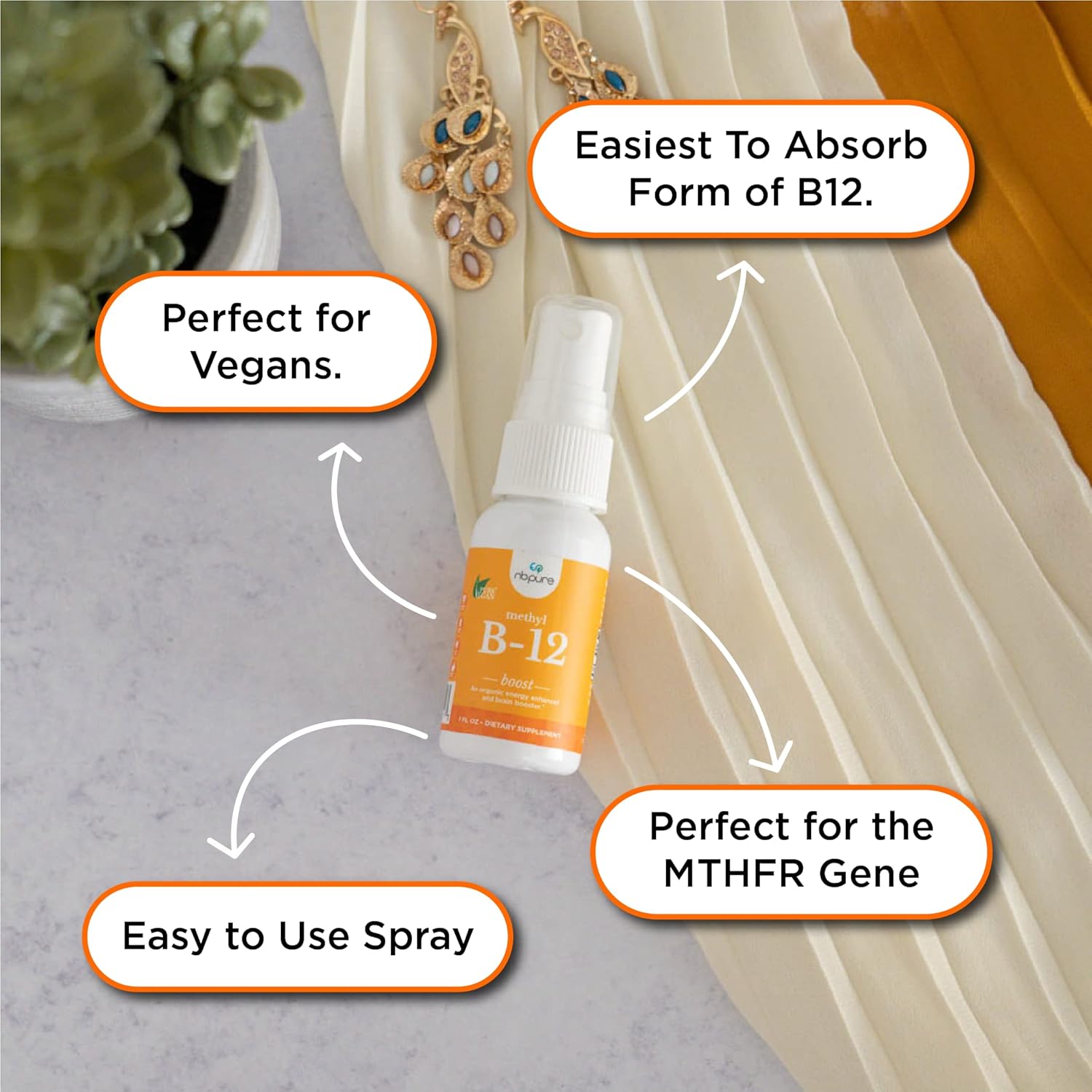 Organic Vegan Methyl B12 Spray for Natural Energy, Mood, & Nerve Support - 500mcg Liquid Methylcobalamin - BoostGo Australia