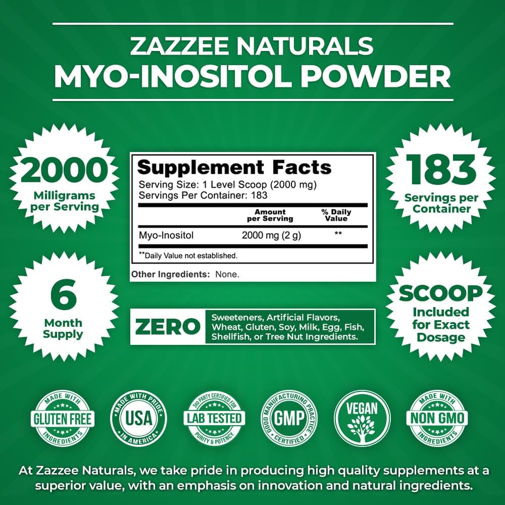 Organic Vegan Myo-Inositol Powder with USDA Organic Vitex Capsules - Non-GMO and All-Natural