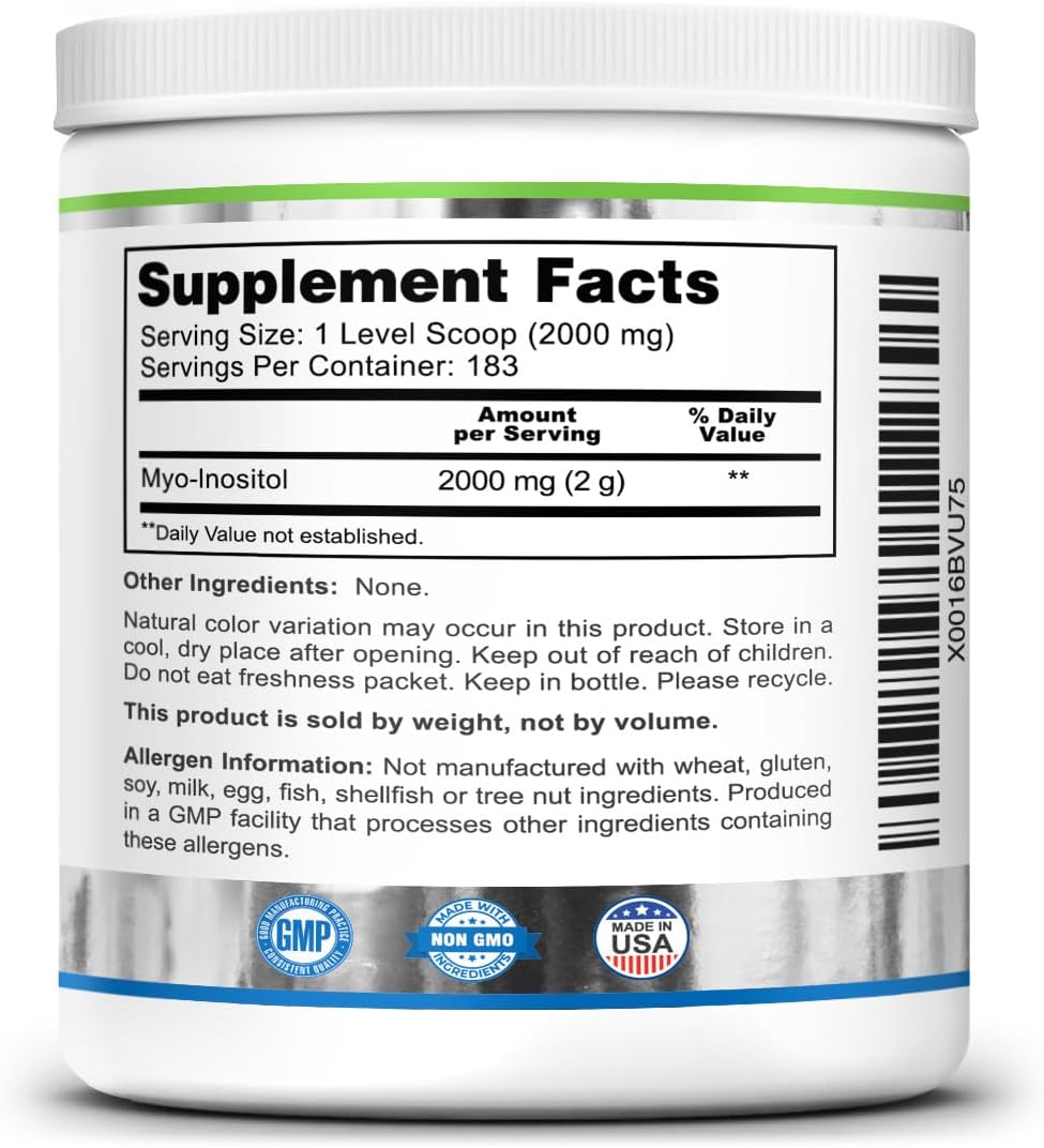 Organic Vegan Myo-Inositol Powder with USDA Organic Vitex Capsules - Non-GMO and All-Natural