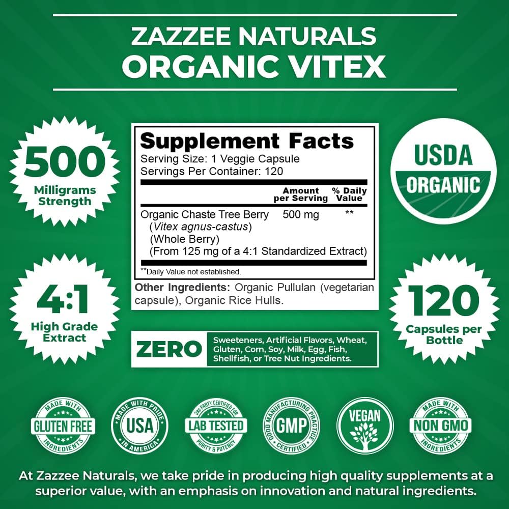 Organic Vegan Myo-Inositol Powder with USDA Organic Vitex Capsules - Non-GMO and All-Natural