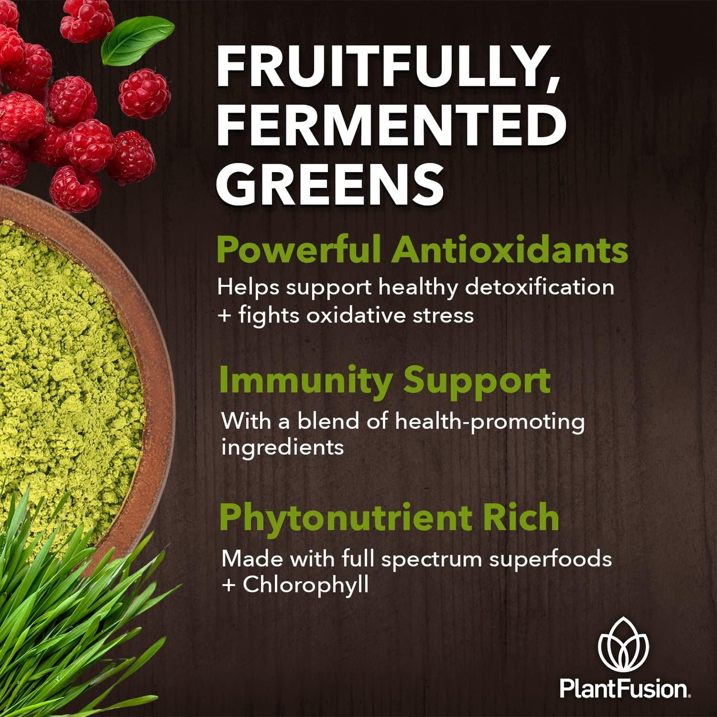 Organic Vegan PlantFusion Super Greens Powder with Probiotics & Prebiotic Fiber - 8.46 oz - Non-GMO - Gluten-Free - 30 Servings