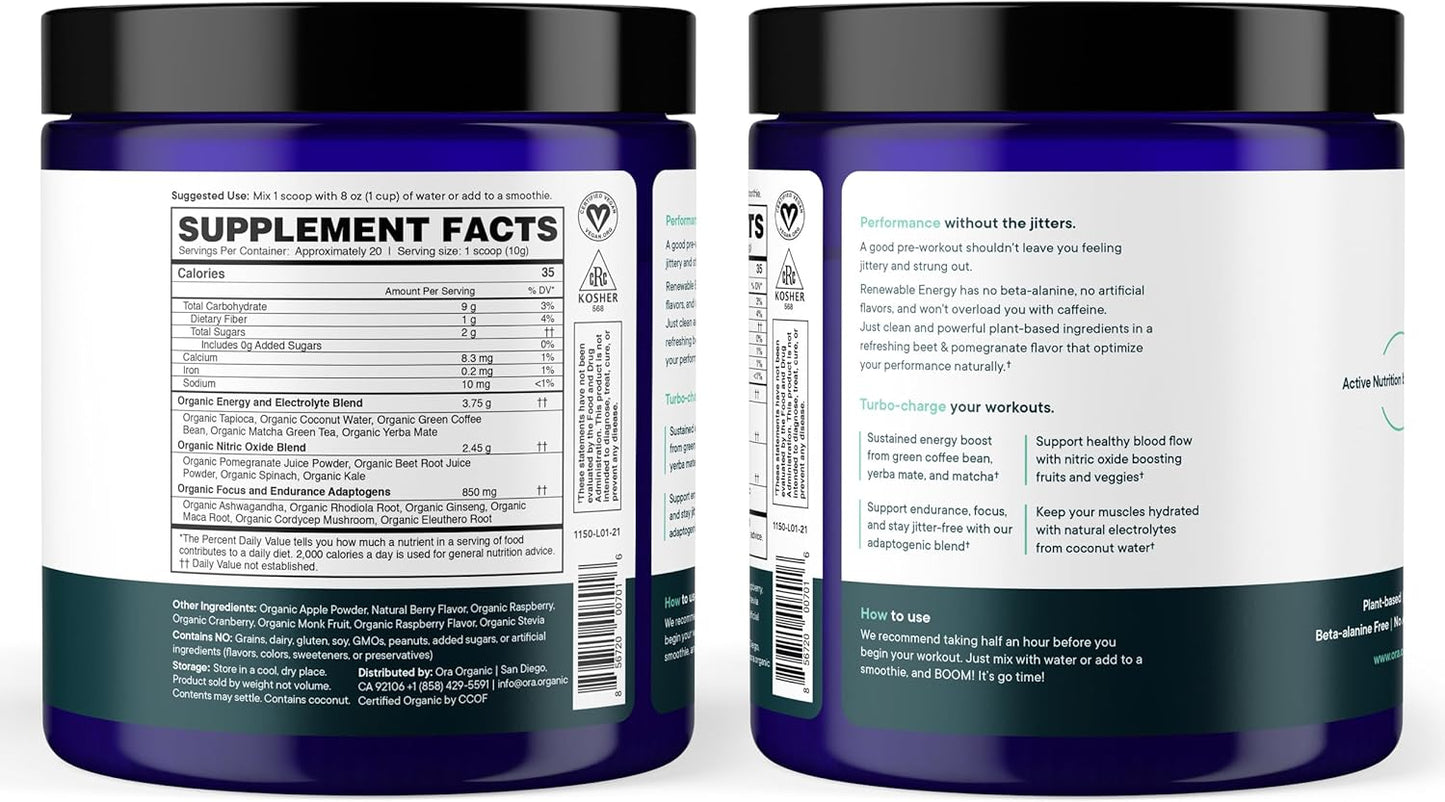 Organic Vegan Pre Workout Powder Berry Beet Flavor - Soy-Free & Gluten-Free Energy Boost for Men & Women, 20 Servings - BoostGo Australia