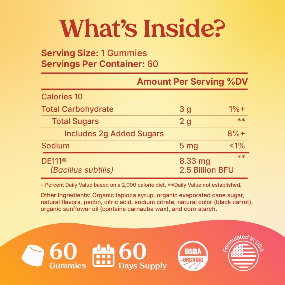 Organic Vegan Probiotic Gummies for Kids - Gentle Digestive Support, 60 Non-GMO Gummies - Poop Like a Champion