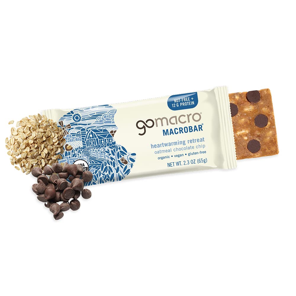 Organic Vegan Protein Bars - Oatmeal Chocolate Chip Flavor, 2.3 Ounce Bars, 12 Count