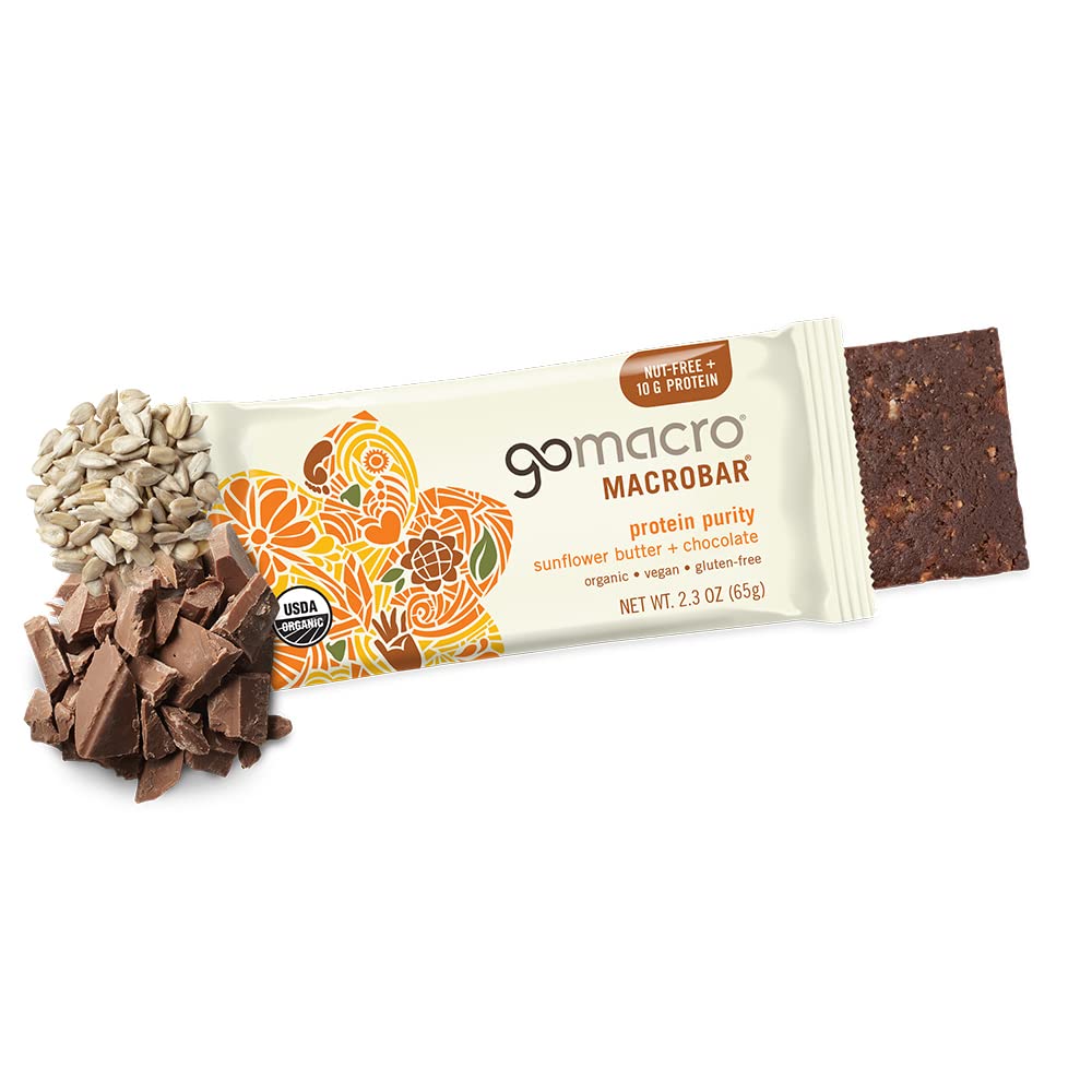 Organic Vegan Protein Bars - Sunflower Butter + Chocolate, 2.3 oz Bars, 12 Pack