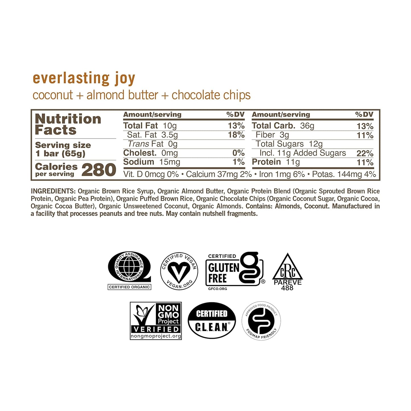 Organic Vegan Protein Bars with Coconut, Almond Butter, and Chocolate Chips - 12 Count of 2.3 Ounce GoMacro MacroBars