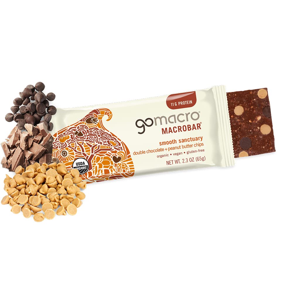 Organic Vegan Protein Bars with Double Chocolate and Peanut Butter - 12 Count (2.3 oz Bars) by GoMacro