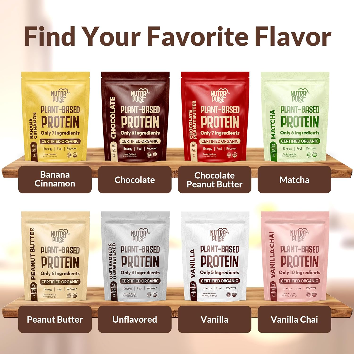 Organic Vegan Protein Powder - Plant-Based, Gluten-Free, 20g Protein, Ideal for Smoothies & Shakes - Chocolate Peanut Butter Flavor - 20 Servings