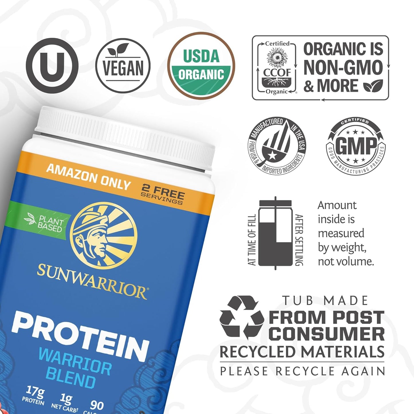 Organic Vegan Protein Powder & Creatine Monohydrate Combo | Vanilla & Unflavored, 60 & 32 Servings