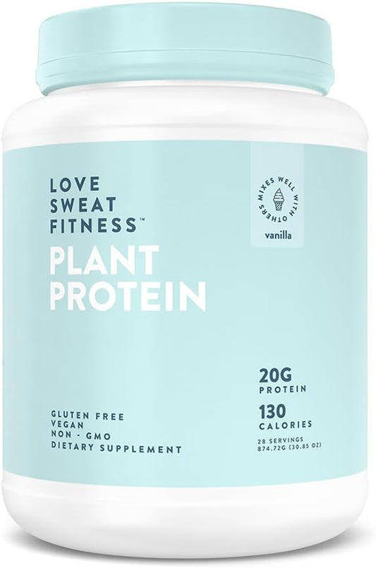 Organic Vegan Protein Powder Vanilla - 28 Servings, 20g Protein, No Sugar, Gluten Free, Non-GMO - Love Sweat Fitness