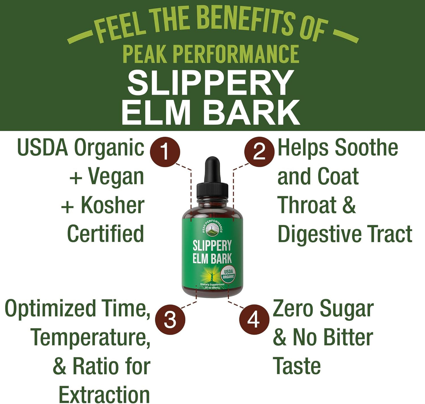 Organic Vegan Slippery Elm Bark Liquid Drops for Peak Performance. High Bioavailability Extract for Sore Throat, Irritated Stomach. No Sugar, Gluten. Tincture Supplement for Women, Men, Kids - BoostGo Australia
