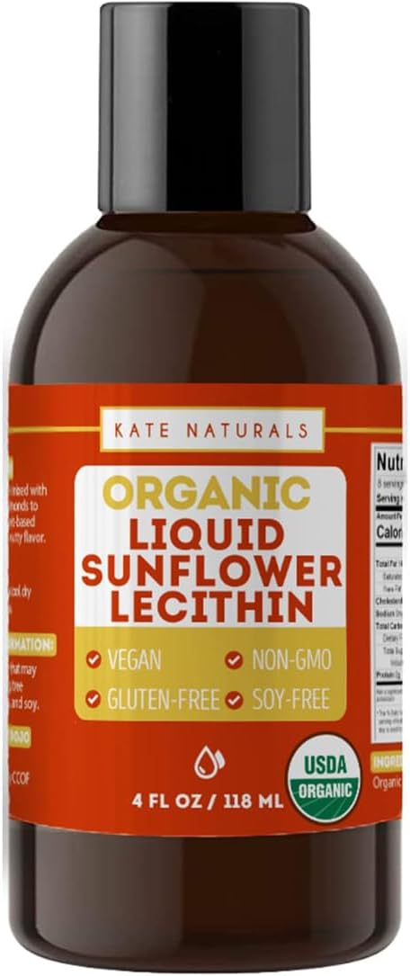 Organic Vegan Sunflower Lecithin Liquid for Cooking & Baking - 4oz Gluten-Free Supplement for Gummies, Smoothies, & Lactation - BoostGo Australia