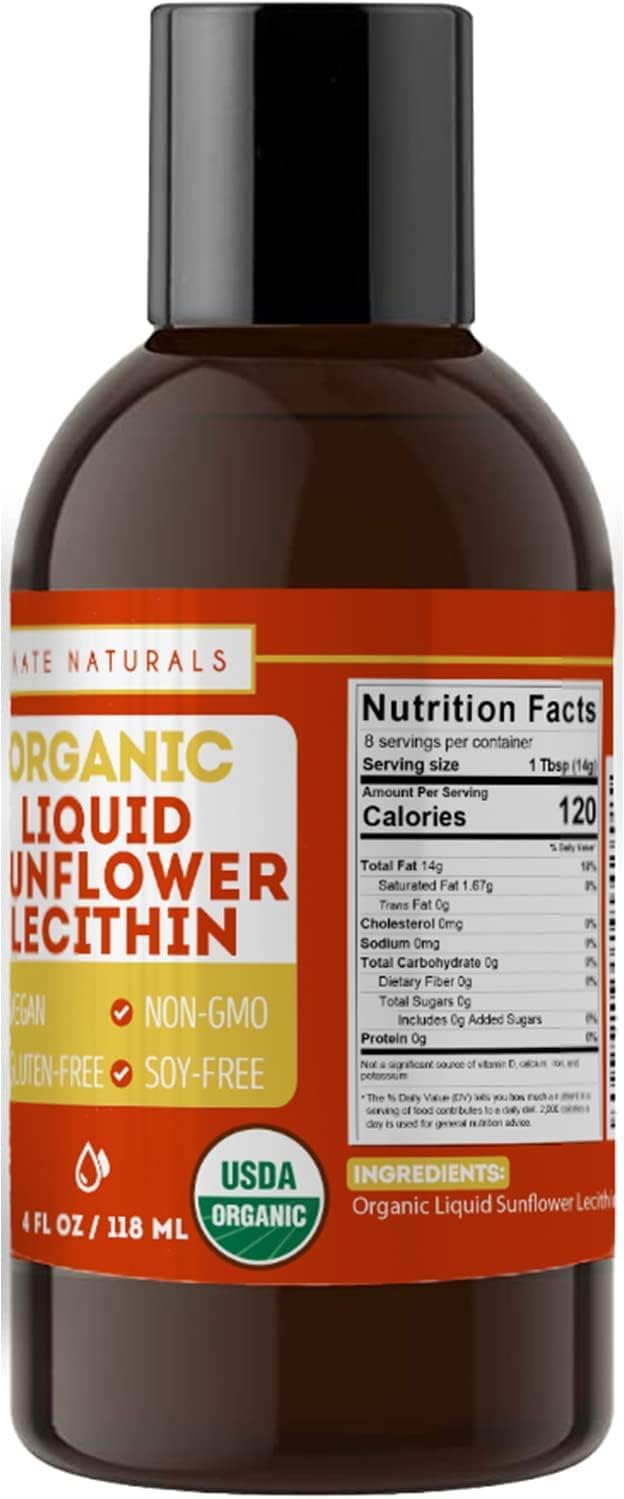 Organic Vegan Sunflower Lecithin Liquid for Cooking & Baking - 4oz Gluten-Free Supplement for Gummies, Smoothies, & Lactation - BoostGo Australia