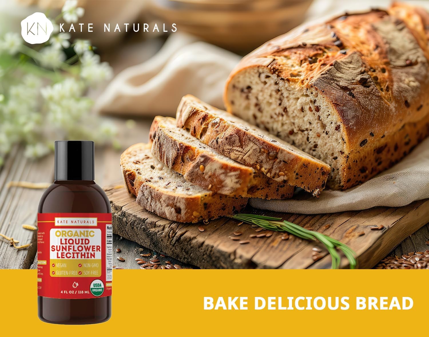 Organic Vegan Sunflower Lecithin Liquid for Cooking & Baking - 4oz Gluten-Free Supplement for Gummies, Smoothies, & Lactation - BoostGo Australia