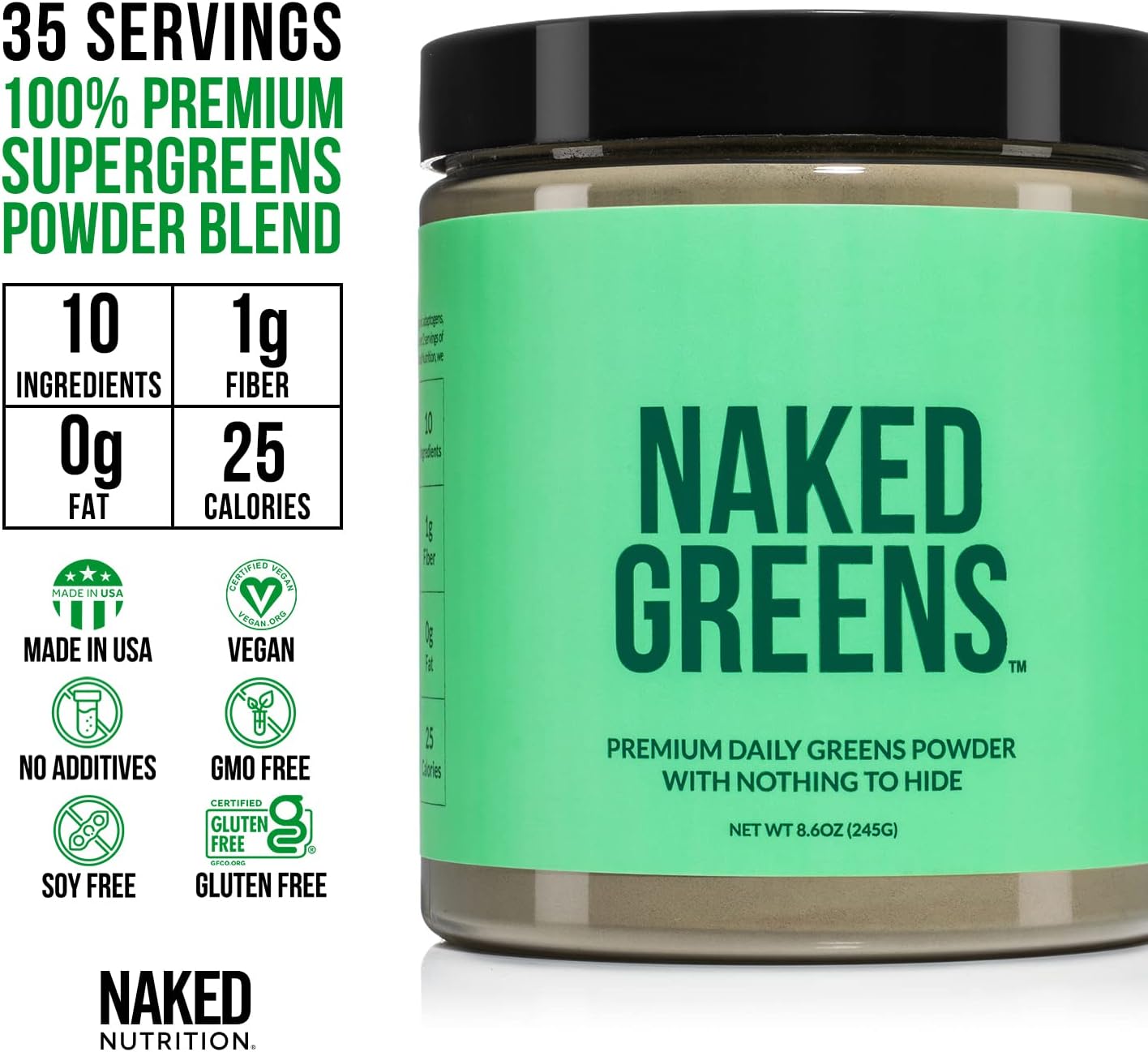 Organic Vegan Super Greens Powder Bundle for Natural Energy Boost - Naked Nutrition Naked Stim Free Energy Greens Supplement - BoostGo Australia