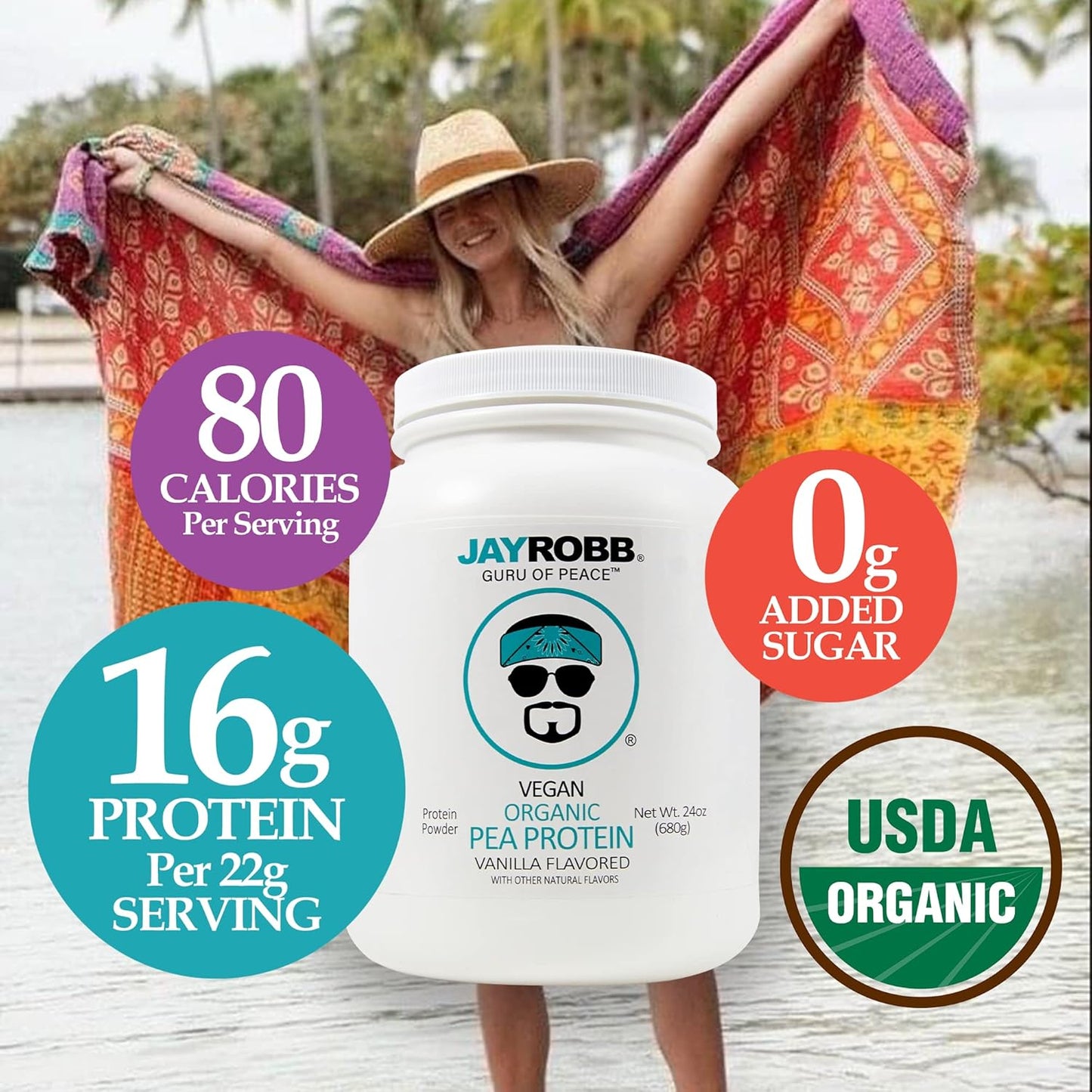 Organic Vegan Vanilla Pea Protein by JAYROBB - Plant-Based Protein Supplement