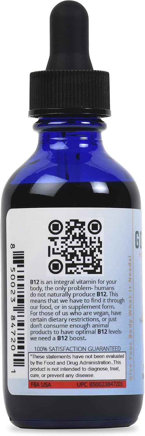 Organic Vegan Vitamin B12 Liquid Mineral Supplement | Professional Grade Sublingual Liquid | Nano-Ionic for Optimal Absorption | 2 Fl oz Bottle