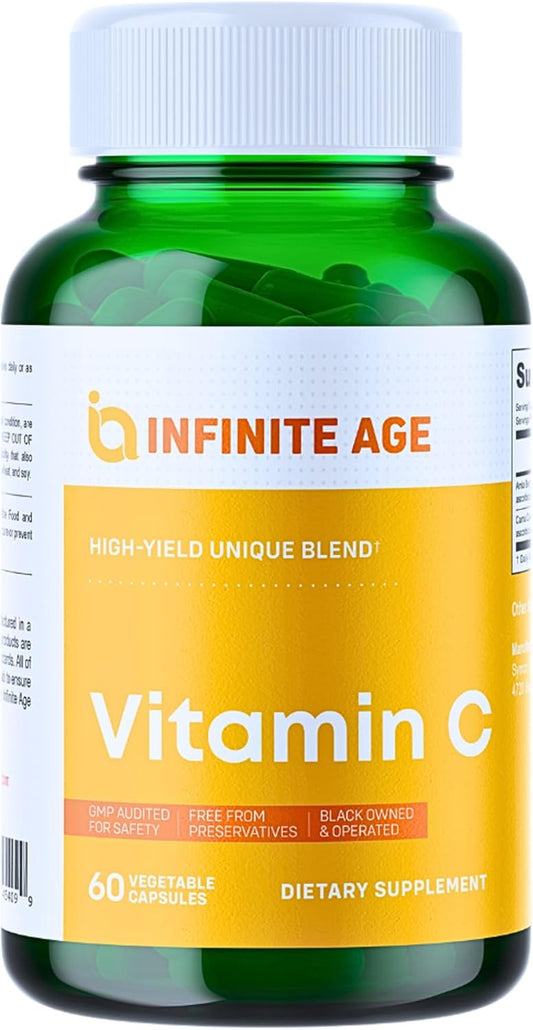 Organic Vegan Vitamin C Supplement 400mg - Immune Support with Camu-Camu and Amla Berry - 60 Count, Gluten-Free, Made in USA