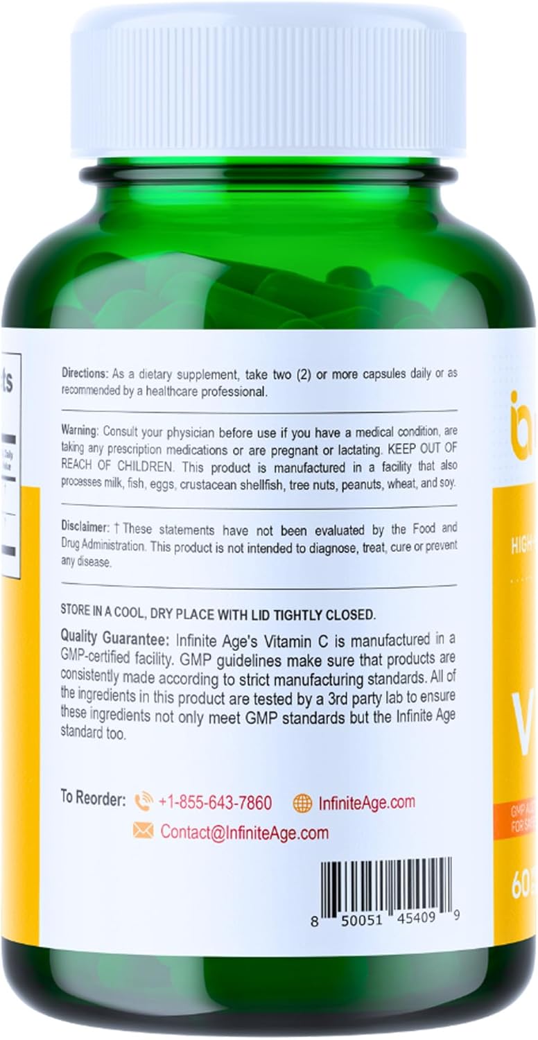 Organic Vegan Vitamin C Supplement 400mg - Immune Support with Camu-Camu and Amla Berry - 60 Count, Gluten-Free, Made in USA