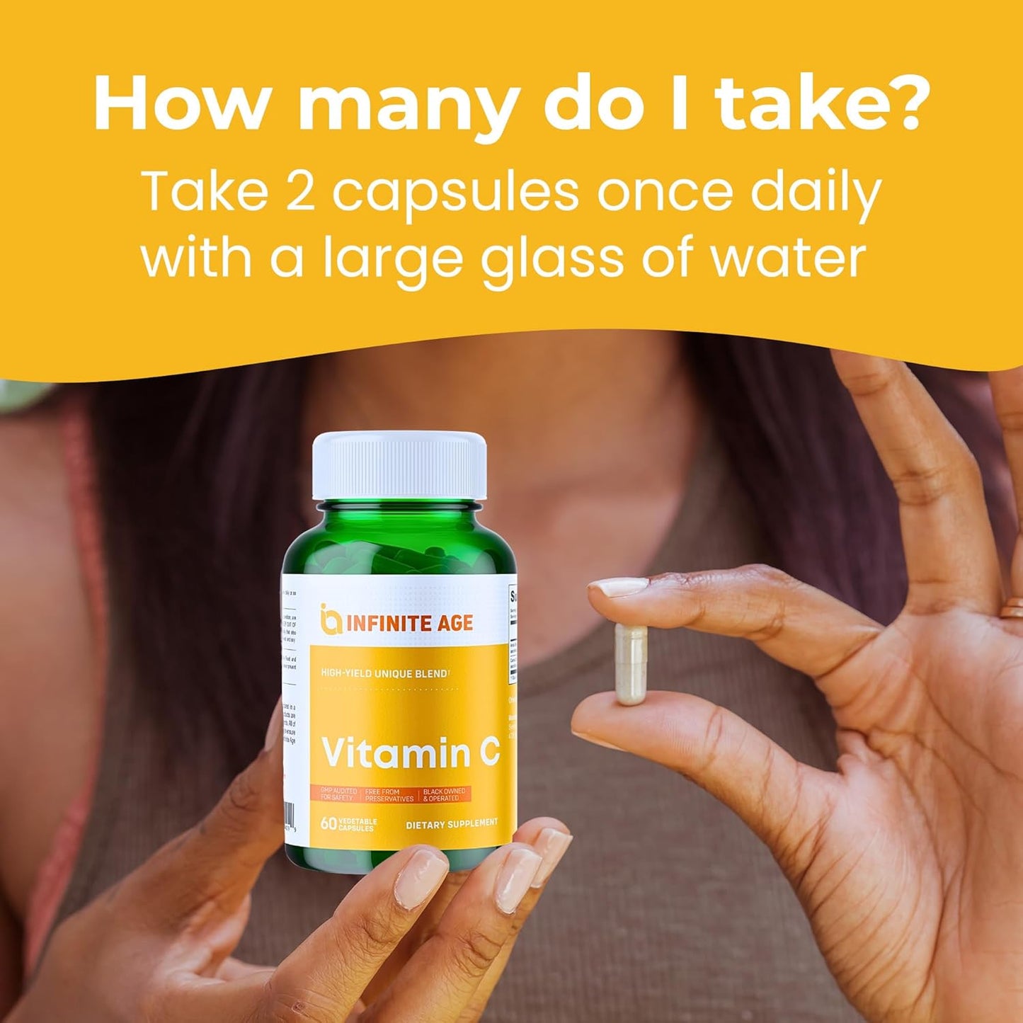 Organic Vegan Vitamin C Supplement 400mg - Immune Support with Camu-Camu and Amla Berry - 60 Count, Gluten-Free, Made in USA