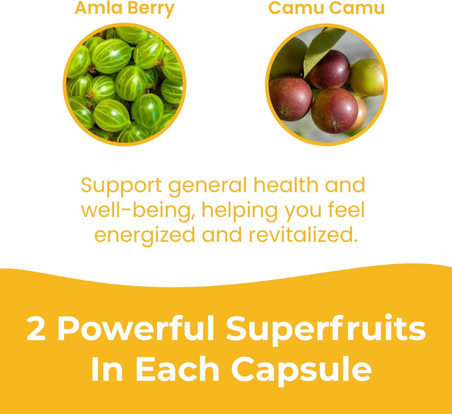 Organic Vegan Vitamin C Supplement 400mg - Immune Support with Camu-Camu and Amla Berry - 60 Count, Gluten-Free, Made in USA