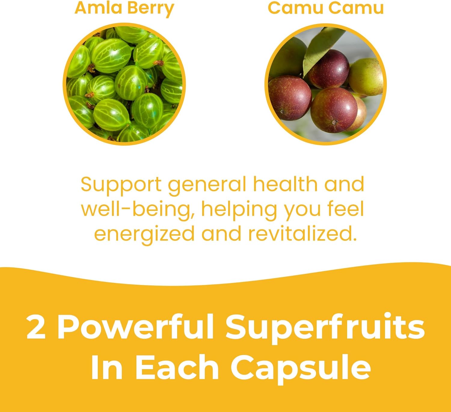 Organic Vegan Vitamin C Supplement 400mg - Immune Support with Camu-Camu and Amla Berry - 60 Count, Gluten-Free, Made in USA