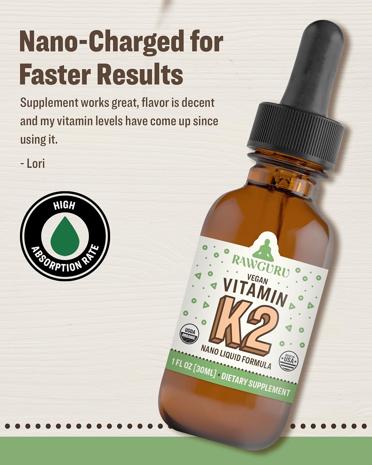 Organic Vegan Vitamin K2 MK7 Supplement with Trace Minerals - Antioxidant & Immune Support Tincture - 30 Servings, 30 ml - Pack of 1