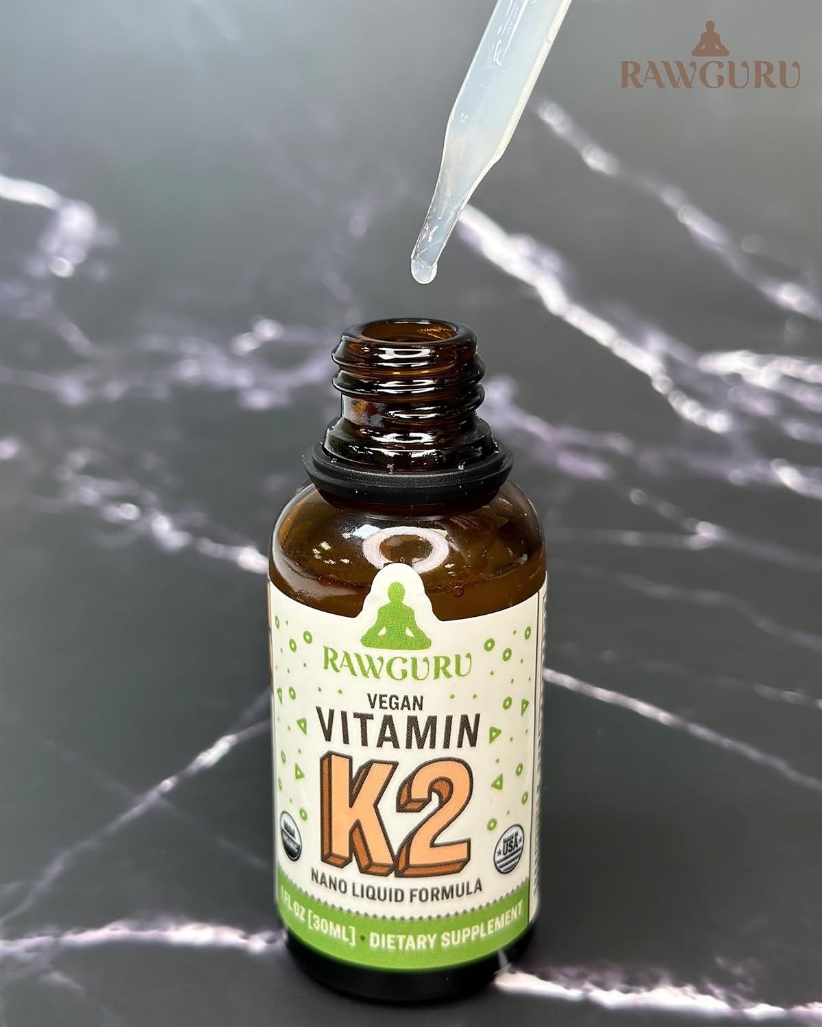 Organic Vegan Vitamin K2 MK7 Supplement with Trace Minerals - Antioxidant & Immune Support Tincture - 30 Servings, 30 ml - Pack of 1
