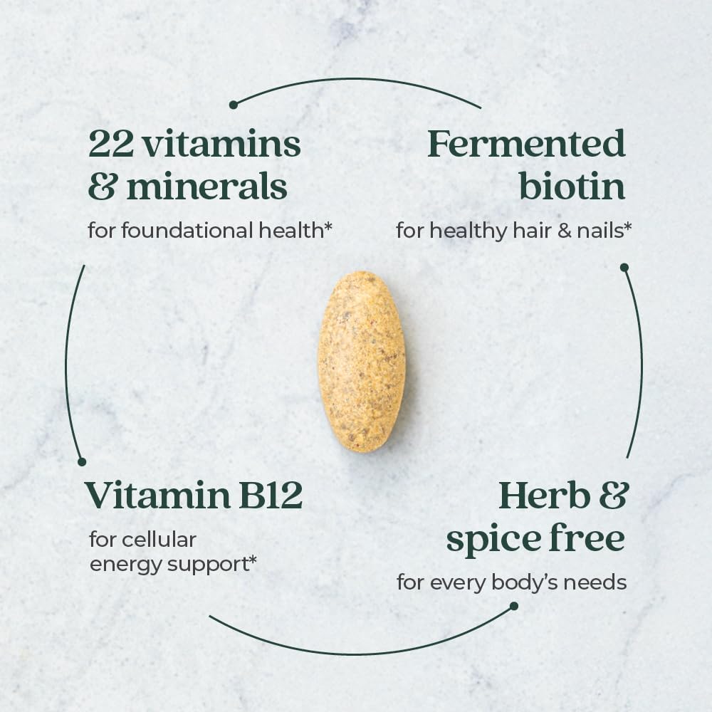 Organic Vegetable-Based Daily Multivitamin with Probiotics & Whole Foods - Immune, Energy, & Stress Support - 72 ct