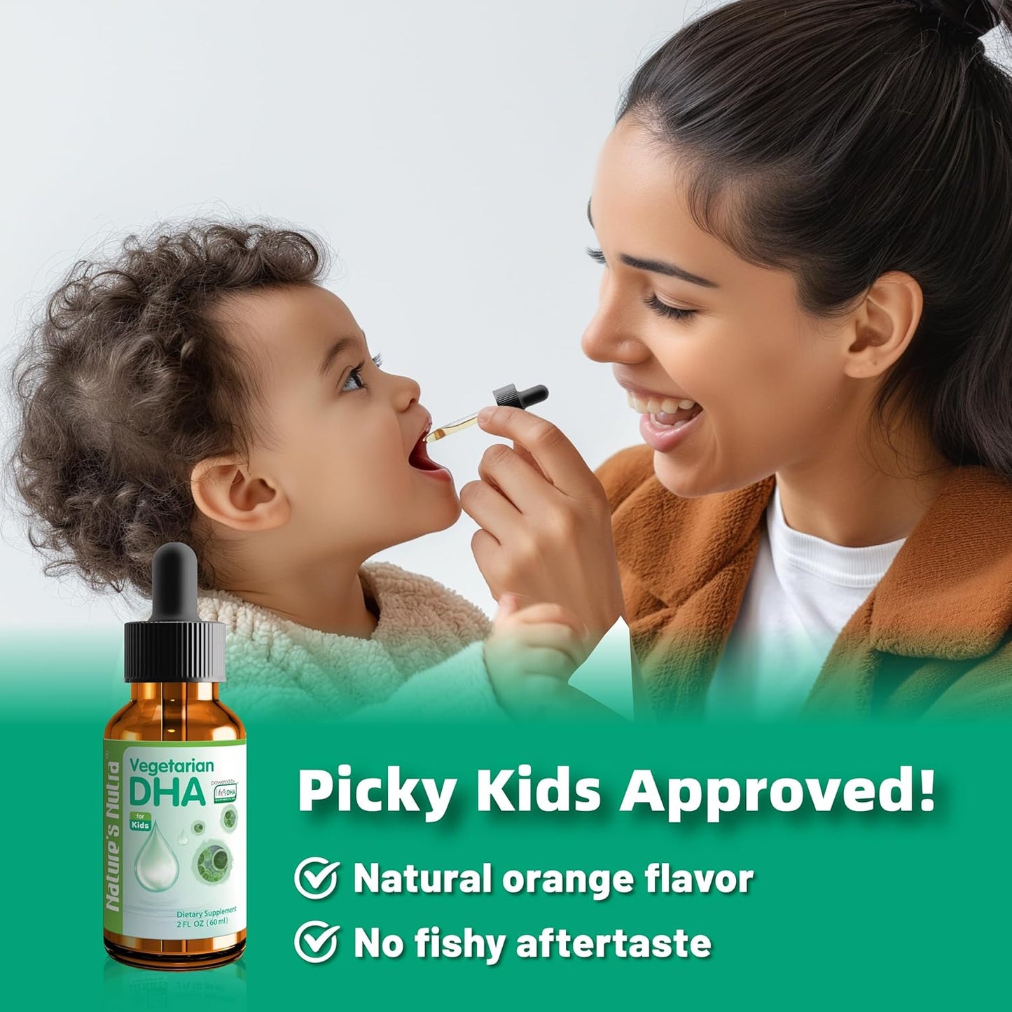 Organic Vegetarian DHA Liquid for Baby, Infant, Kids, and Children - Non-GMO, Plant-Based Source, 100mg DHA - 2oz