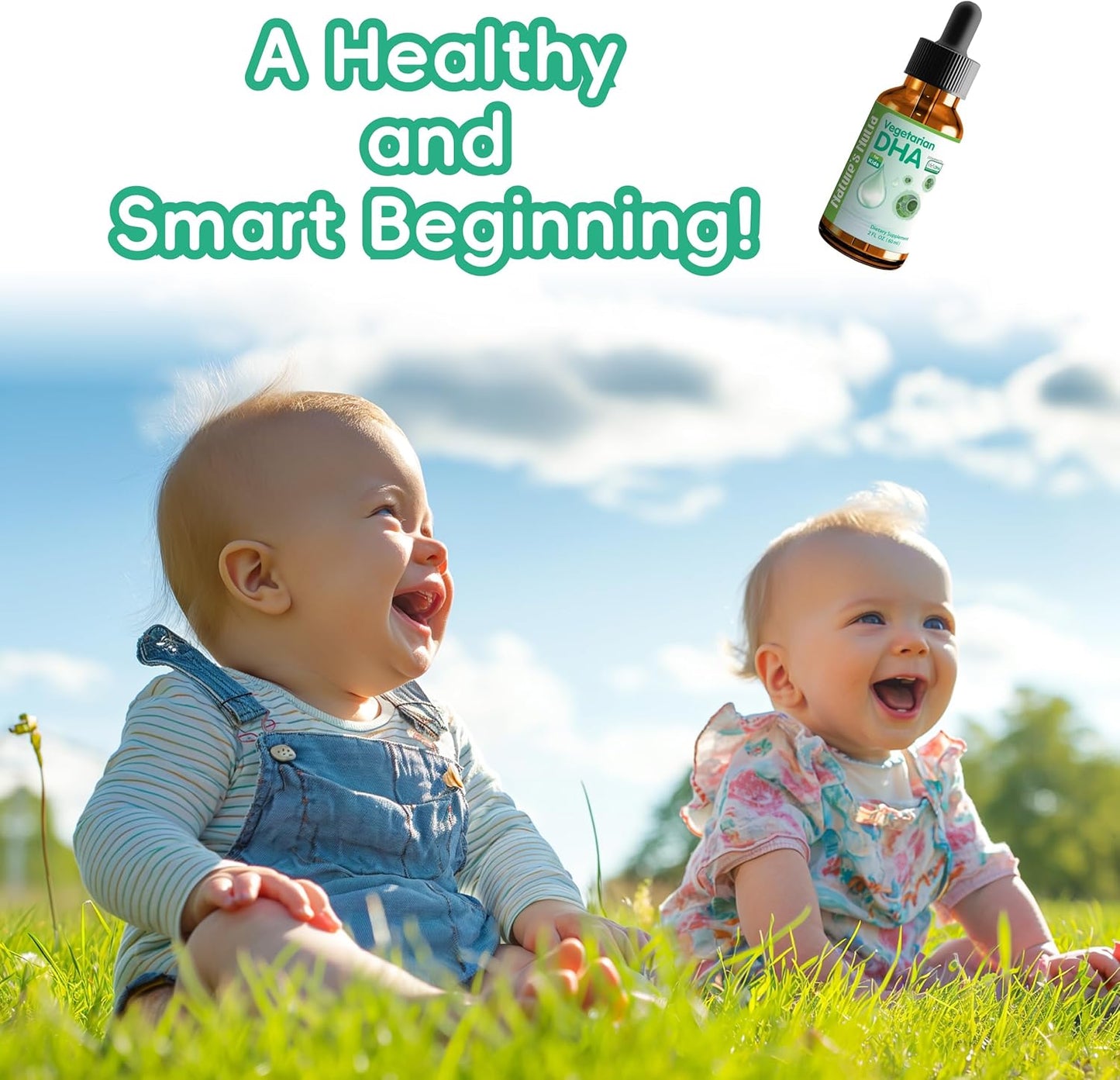 Organic Vegetarian DHA Liquid for Baby, Infant, Kids, and Children - Non-GMO, Plant-Based Source, 100mg DHA - 2oz