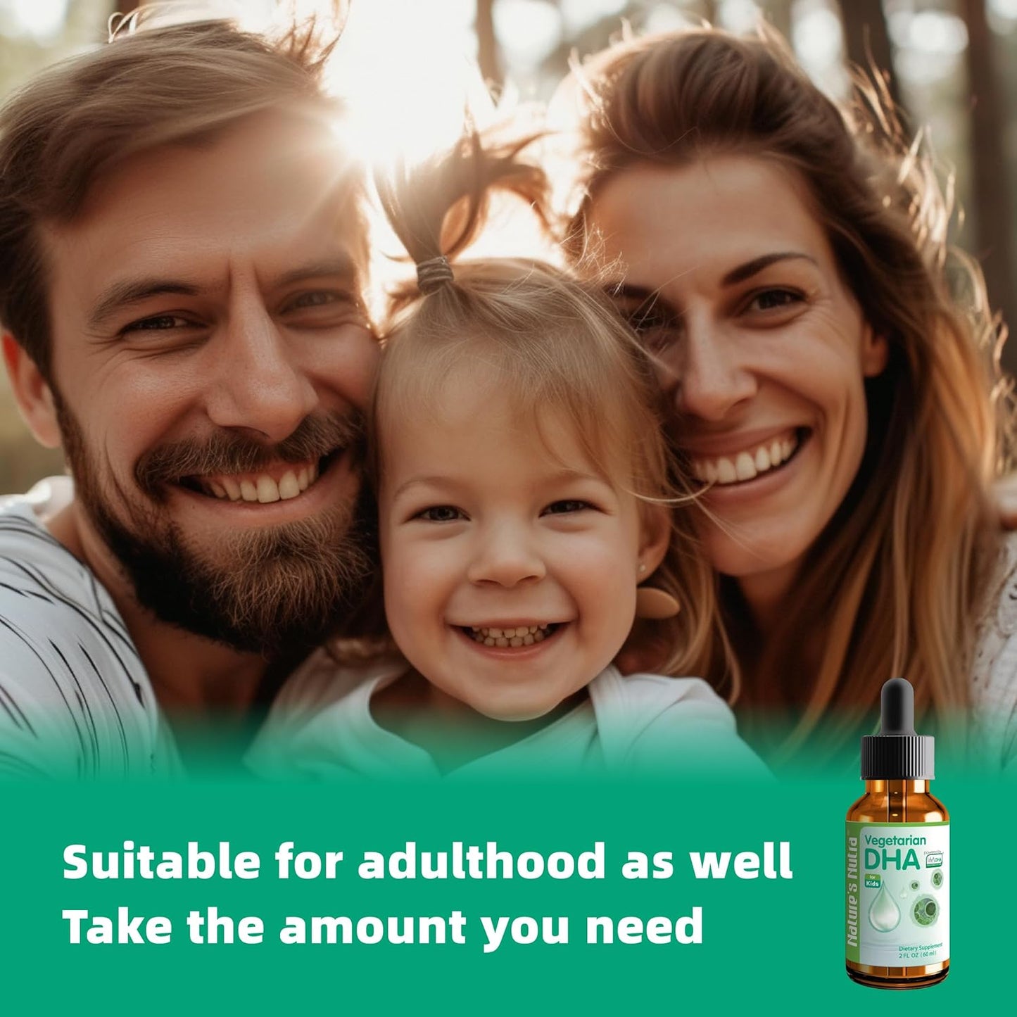 Organic Vegetarian DHA Liquid for Baby, Infant, Kids, and Children - Non-GMO, Plant-Based Source, 100mg DHA - 2oz
