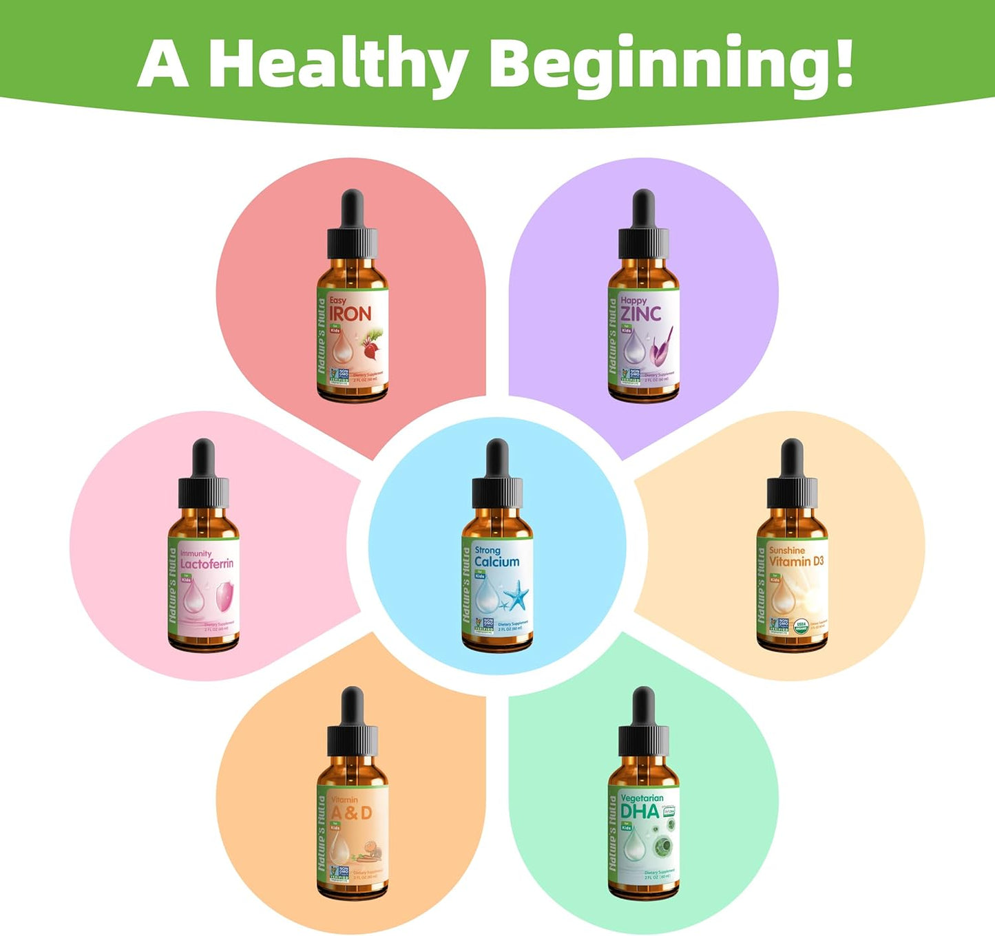 Organic Vegetarian DHA Liquid for Baby, Infant, Kids, and Children - Non-GMO, Plant-Based Source, 100mg DHA - 2oz