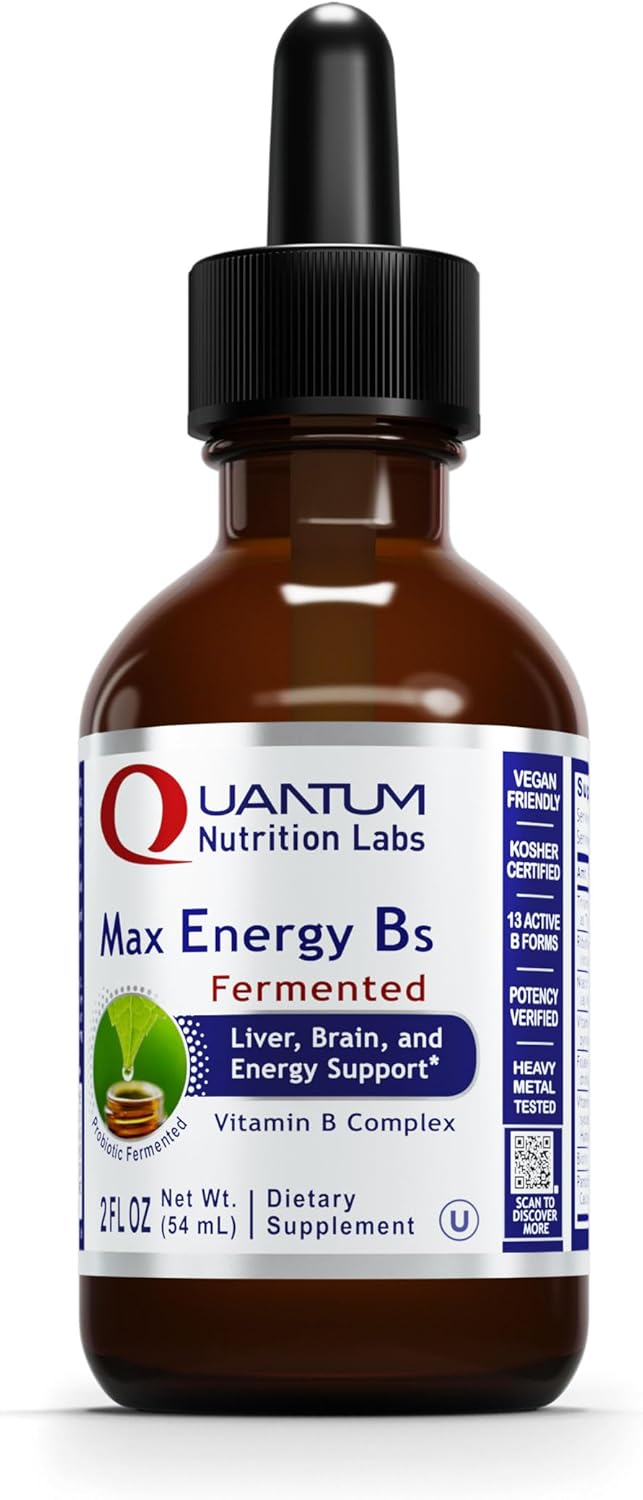 Organic Vitamin B Complex Liquid Drops for Max Energy - 2 Fl Oz - Women and Men's Supplement with B1, B2, B3, B5, B6, B12