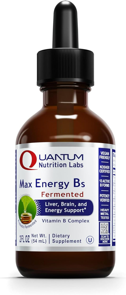 Organic Vitamin B Complex Liquid Drops for Max Energy - 2 Fl Oz - Women and Men's Supplement with B1, B2, B3, B5, B6, B12