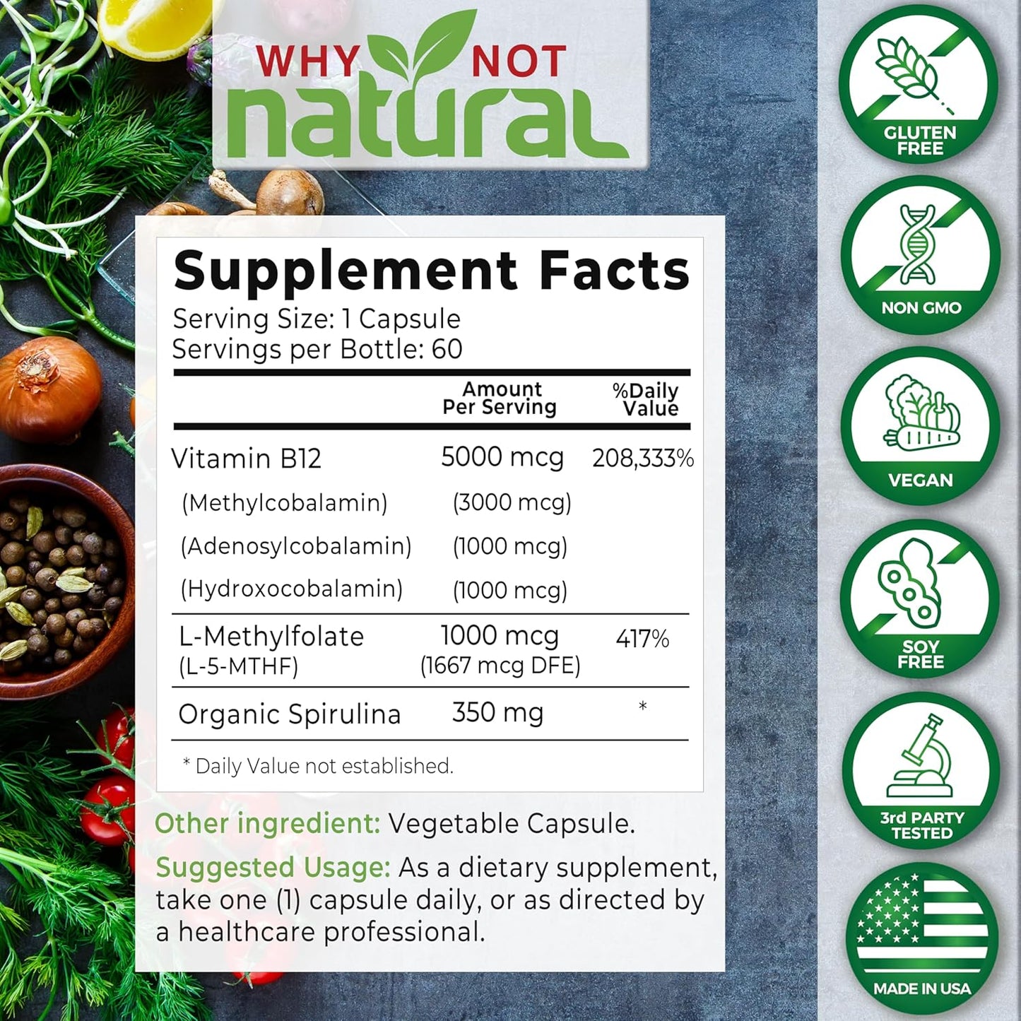 Organic Vitamin B12 and Magnesium Glycinate Capsules for Natural Wellness