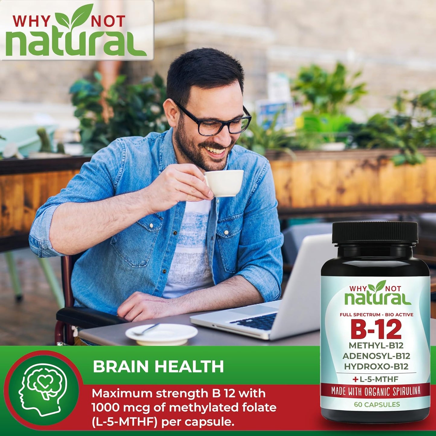Organic Vitamin B12 and Magnesium Glycinate Capsules for Natural Wellness