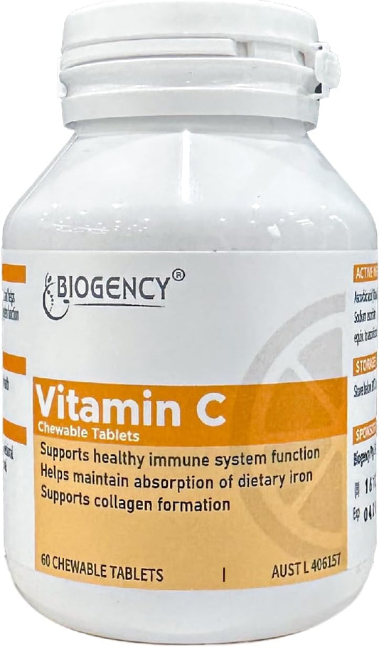 Organic Vitamin C Chewable Supplement Tablets - Vegan Antioxidant for Skin and Immunity - Gluten Free, 60 Count