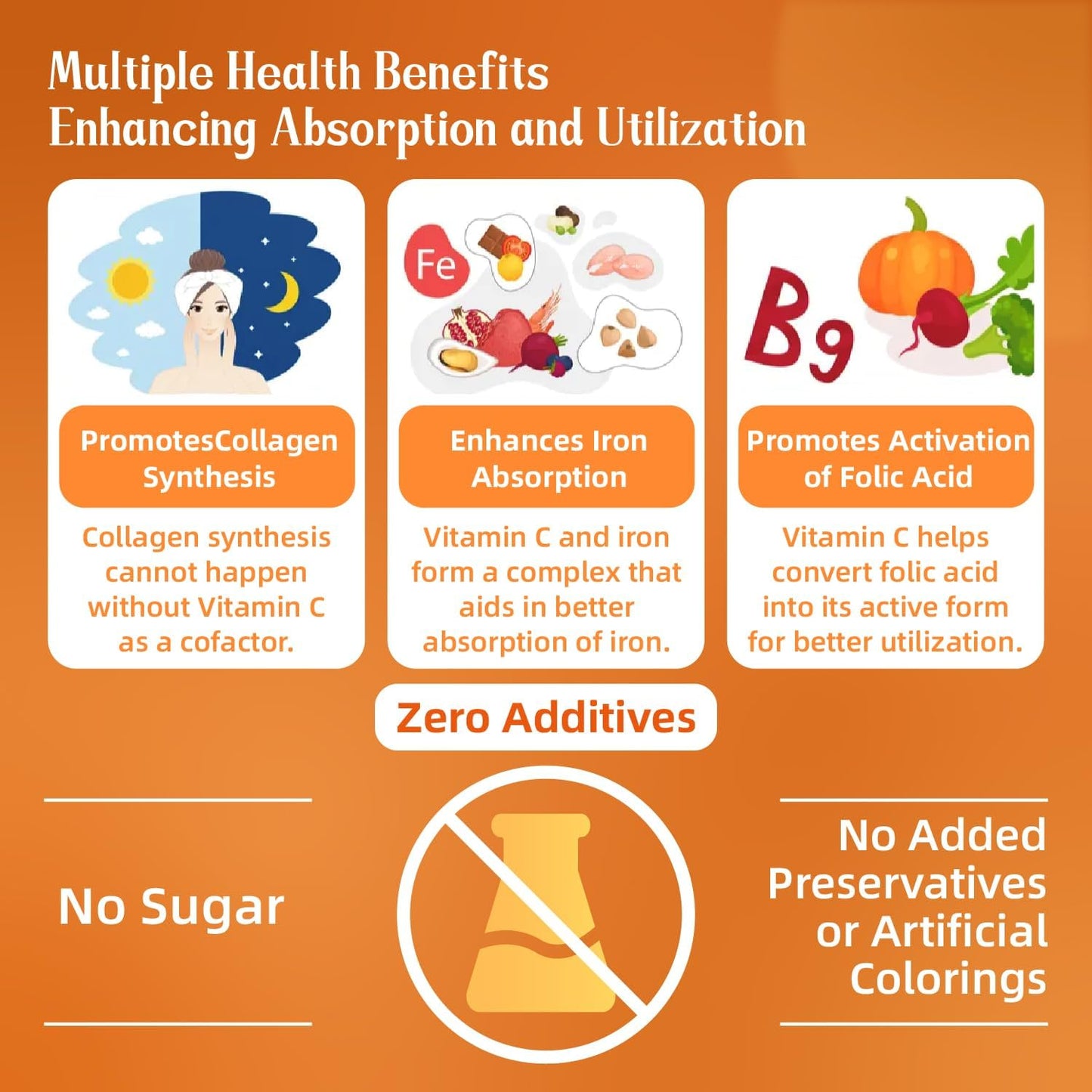 Organic Vitamin C Chewable Supplement Tablets - Vegan Antioxidant for Skin and Immunity - Gluten Free, 60 Count