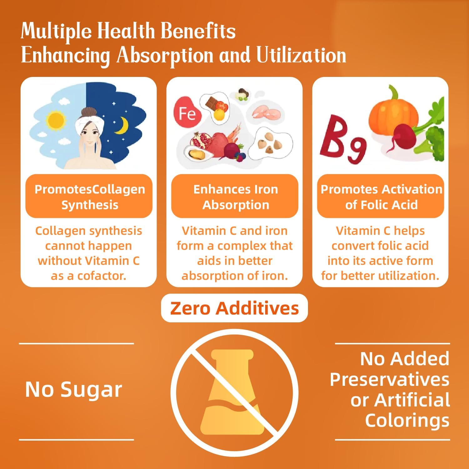 Organic Vitamin C Chewable Supplement Tablets - Vegan Antioxidant for Skin and Immunity - Gluten Free, 60 Count