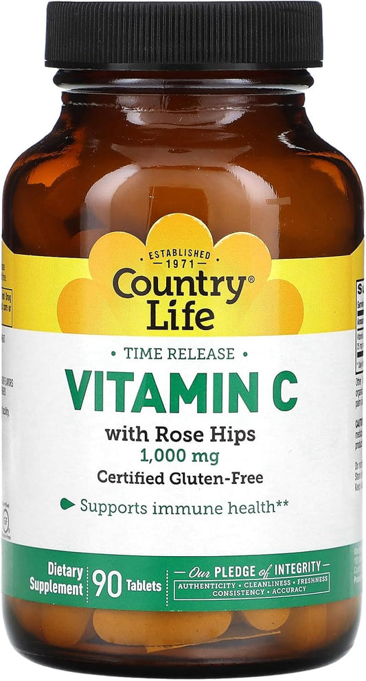 Organic Vitamin C Tablets for Antioxidant Support and Collagen Production - Gluten Free, Vegan Formula with Iron - 90 Tablets