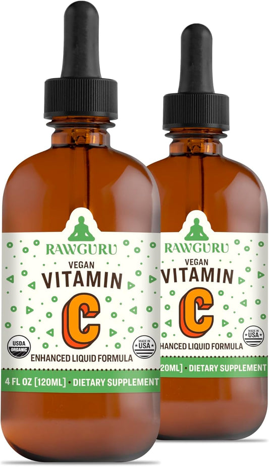 Organic Vitamin C Tincture with Trace Minerals - Nano-Processed Antioxidant & Immune Support - Vegan Liquid Drops - 60 Servings - 2 Pack