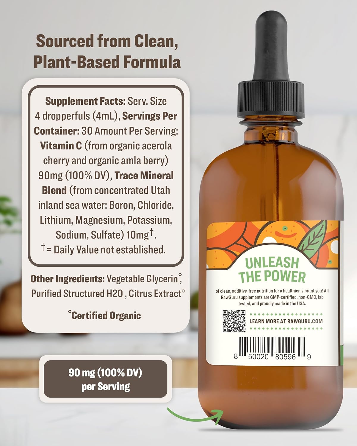 Organic Vitamin C Tincture with Trace Minerals - Nano-Processed Antioxidant & Immune Support - Vegan Liquid Drops - 60 Servings - 2 Pack