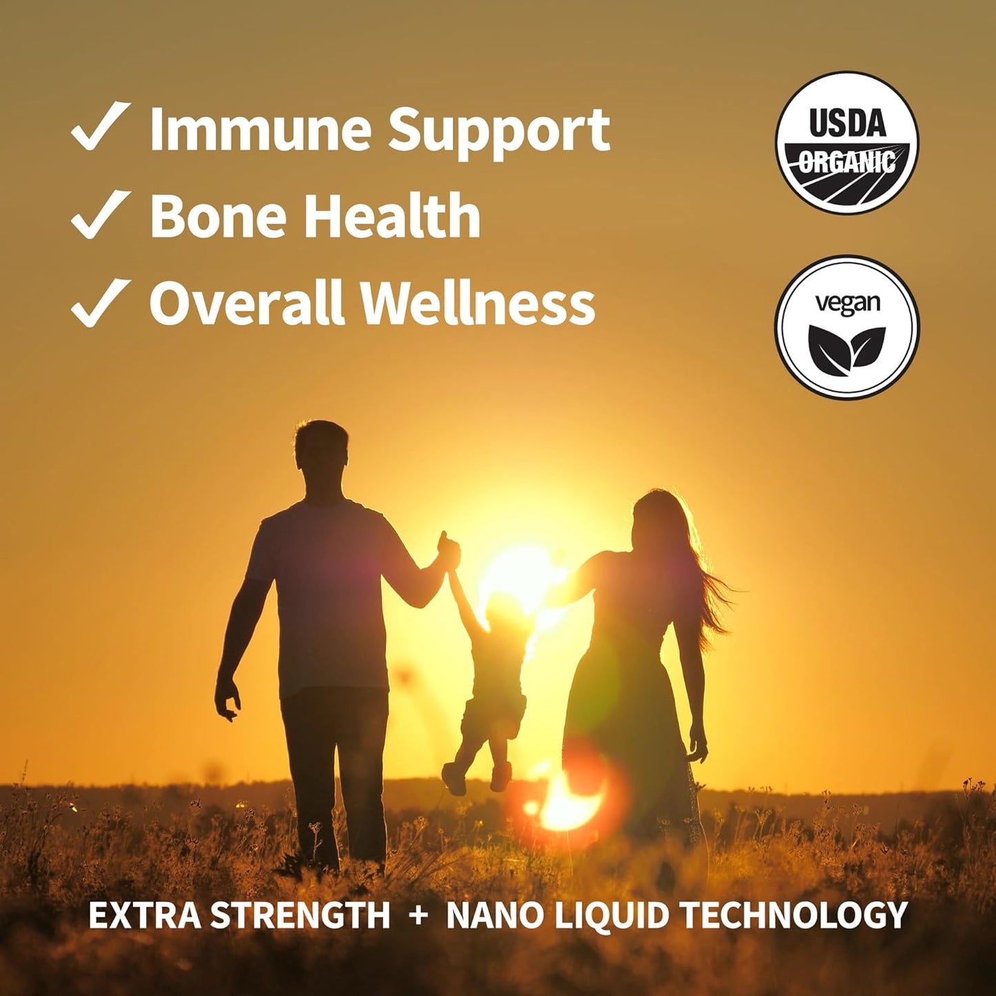 Organic Vitamin D3 5000 IU Spray with Real Lemon & Citrus Extract for Immune Support & Bone Health - Sugar Free - 2 FL OZ