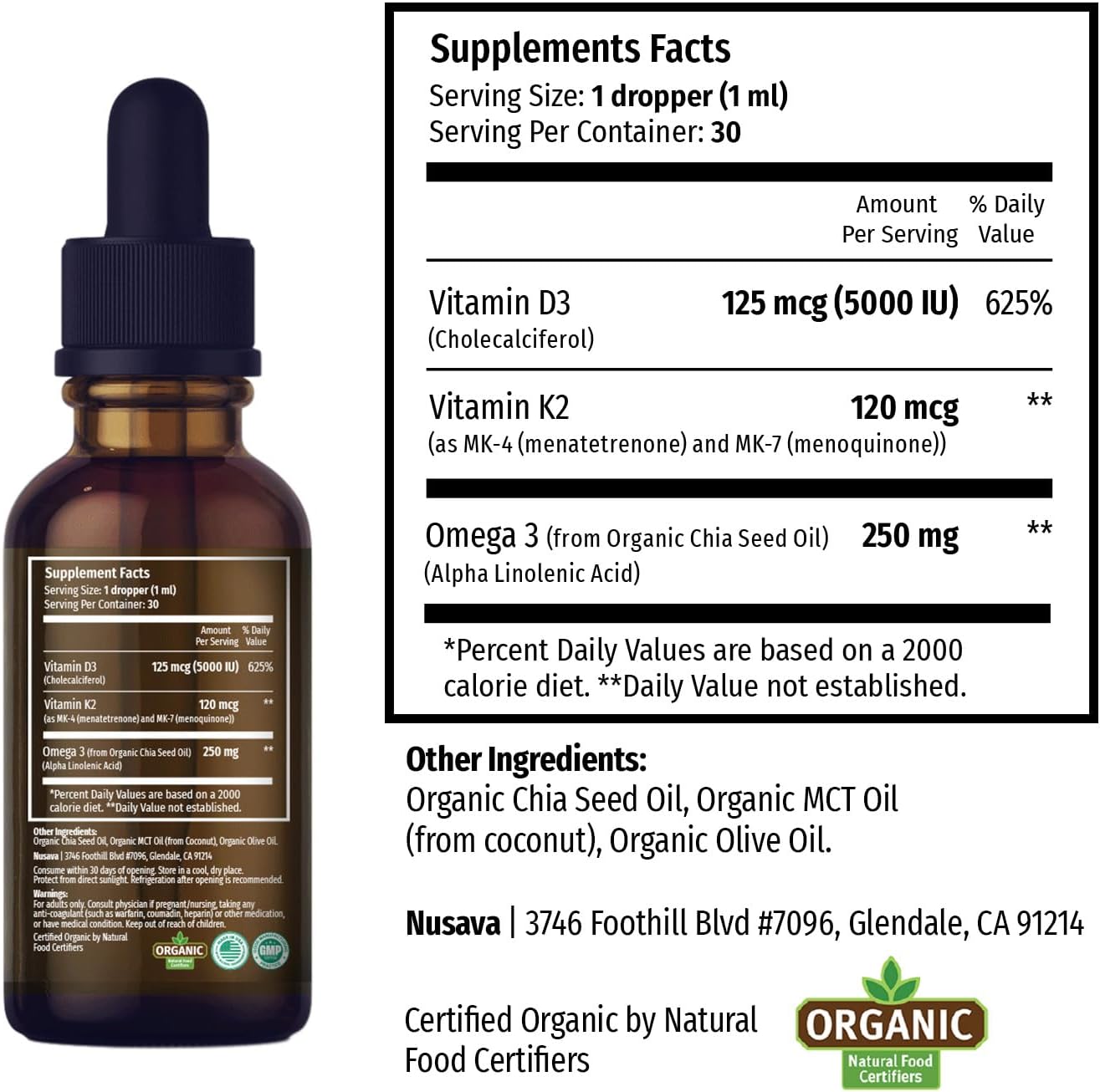 Organic Vitamin D3 K2 Drops with MCT Oil Omega 3 - Maximum Strength 5000 IU Liquid D3 for Immune Support - 4 Pack, Non-GMO, Unflavored - BoostGo Australia
