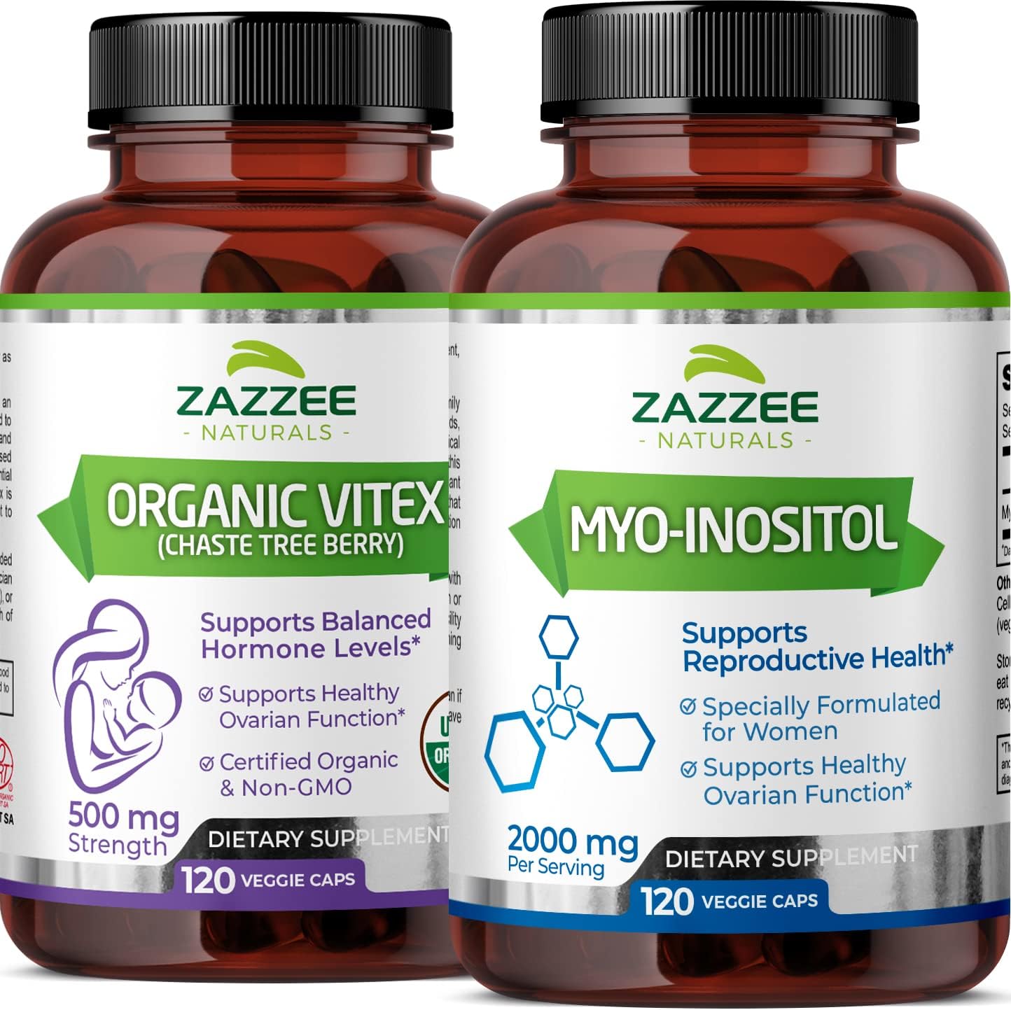Organic Vitex and Myo-Inositol Capsules - Vegan, Non-GMO, All-Natural Formula