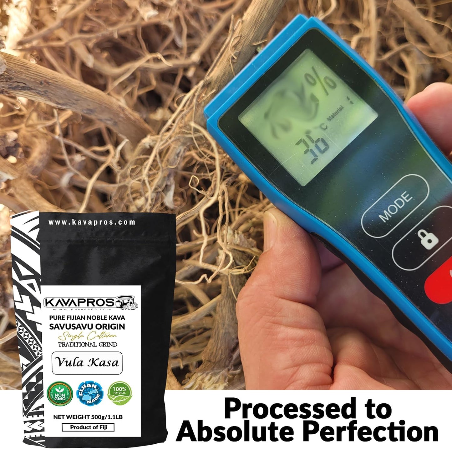 Organic Vula Kasa Fijian Kava Root Powder - High Potency Single Cultivar 4yr Matured Kava Powder from Fiji