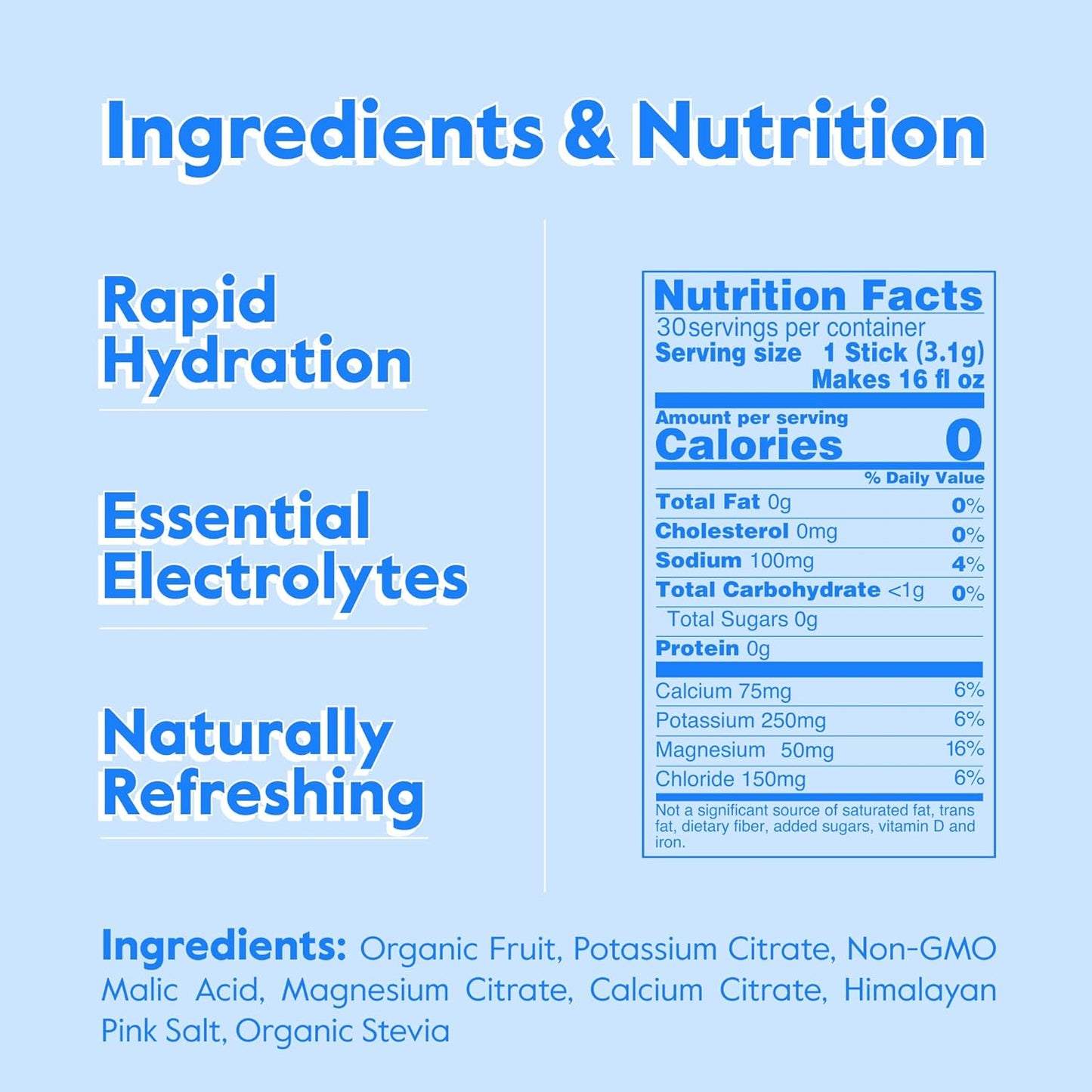 Organic Watermelon Electrolyte Powder - Sugar-Free & Calorie-Free Hydration for Keto & Paleo Diets - 40 Servings